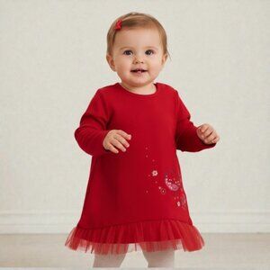 Souris Mini Red Tulle Hem Dress size 9 Months